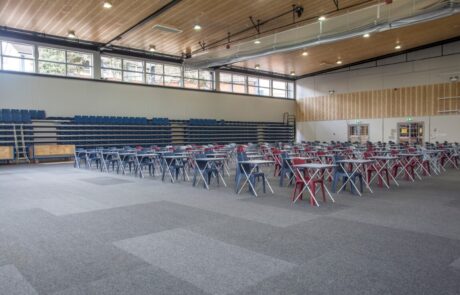 Marist College gymnasium protected by carpet tiles